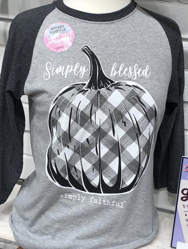 Simply Faithful By Southern Blessed Plaid Pumpkin - Adult & Kids T-Shirts, Sweatshirts & Hoodies apparel design preview 2