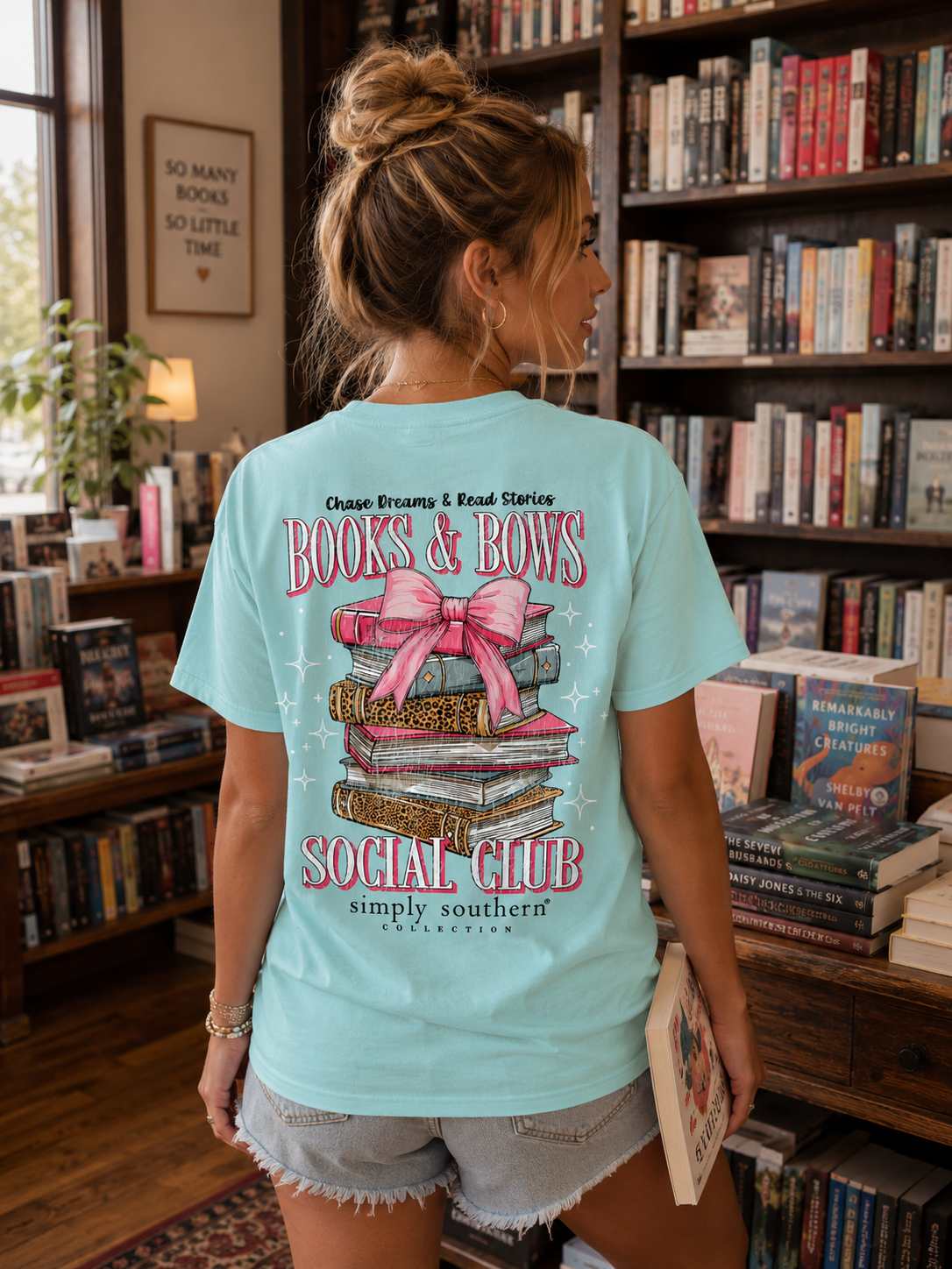 Simply Southern Books Bows Aqua - Adult & Kids T-Shirts, Sweatshirts & Hoodies apparel design preview 1