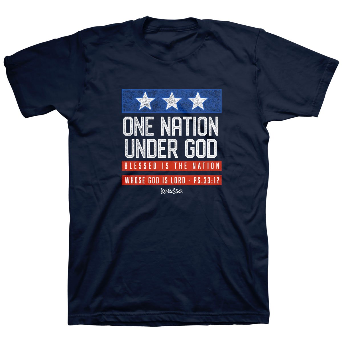 Kerusso One Nation Under God USA Patriotic Navy - Adult & Kids T-Shirts, Sweatshirts & Hoodies apparel design preview 1