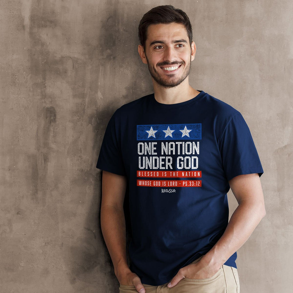 Kerusso One Nation Under God USA Patriotic Navy - Adult & Kids T-Shirts, Sweatshirts & Hoodies apparel design preview 2