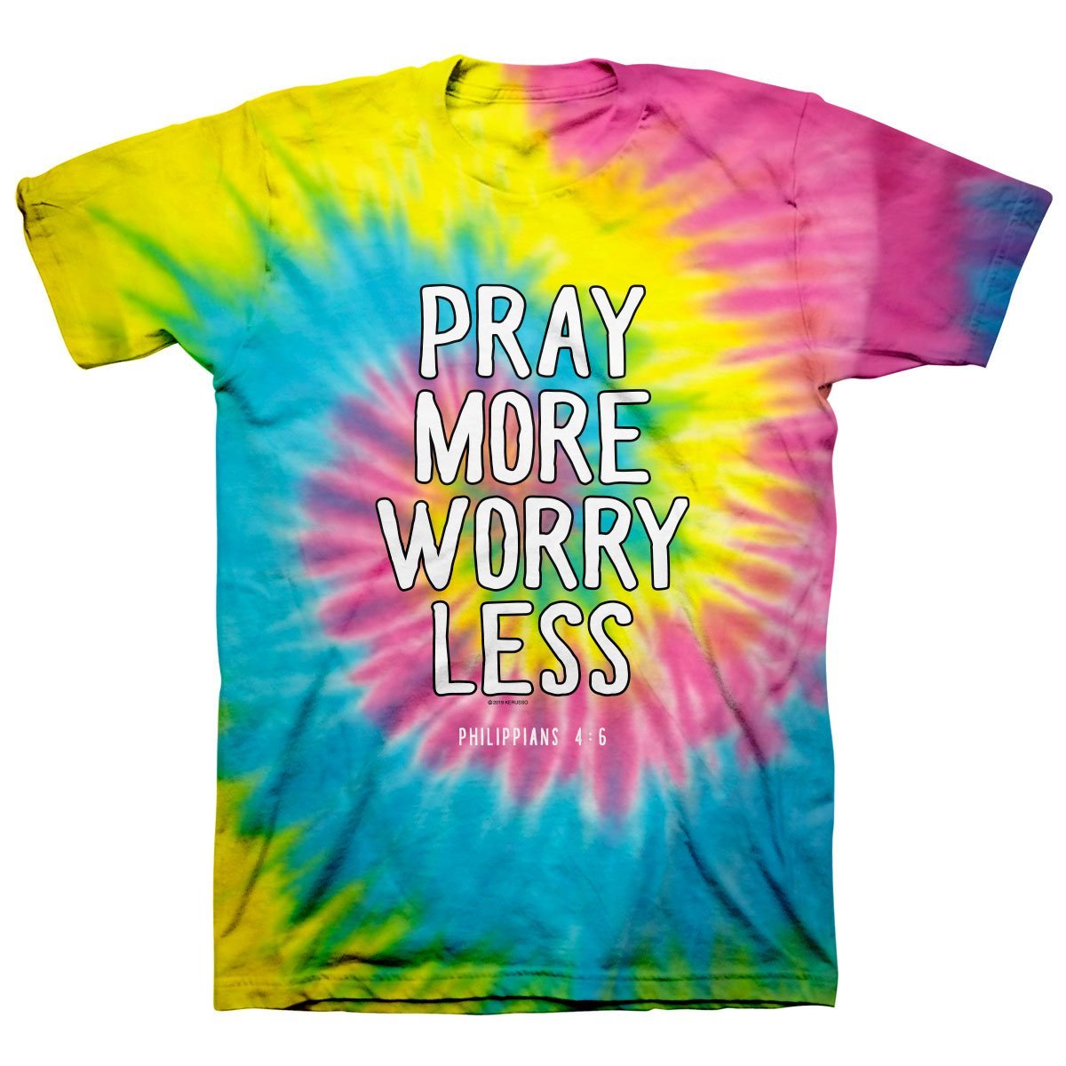Kerusso Pray More Worry Less Spiral Tie Dye Cherished - Adult & Kids T-Shirts, Sweatshirts & Hoodies apparel design preview 1
