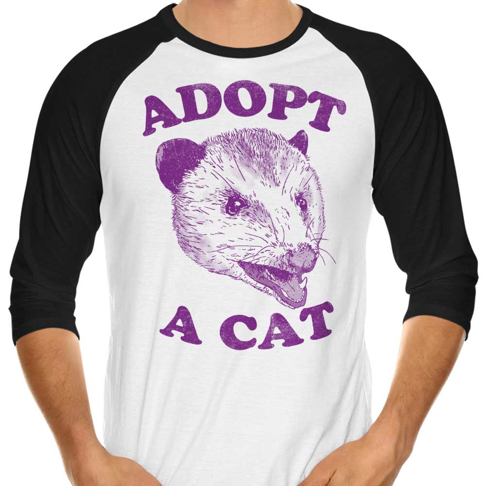 Adopt a Cat 3/4 Sleeve Raglan - Adult & Kids T-Shirts, Sweatshirts & Hoodies apparel design preview 1