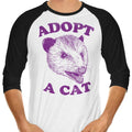 Adopt a Cat 3/4 Sleeve Raglan - Adult & Kids T-Shirts, Sweatshirts & Hoodies apparel design preview 1