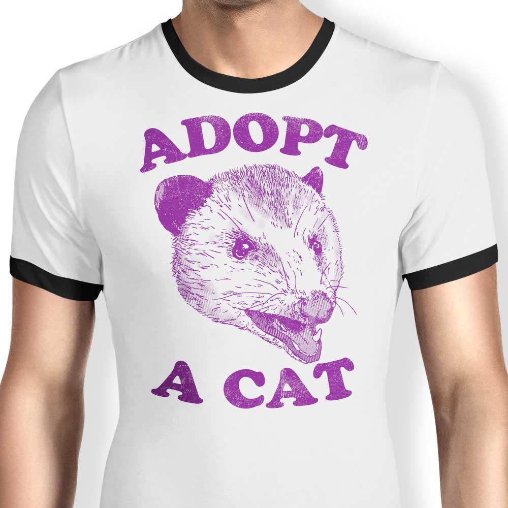 Adopt a Cat Ringer - Adult & Kids T-Shirts, Sweatshirts & Hoodies apparel design preview 1