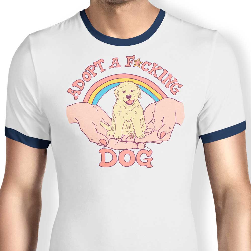 Adopt a Dog Ringer - Adult & Kids T-Shirts, Sweatshirts & Hoodies apparel design preview 1