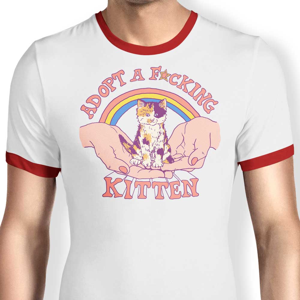 Adopt a Kitten Ringer - Adult & Kids T-Shirts, Sweatshirts & Hoodies apparel design preview 1