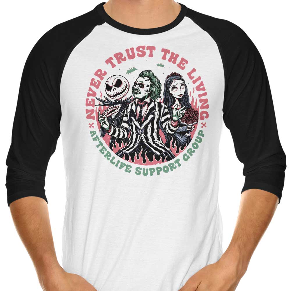 Afterlife Support Group 3/4 Sleeve Raglan - Adult & Kids T-Shirts, Sweatshirts & Hoodies apparel design preview 1