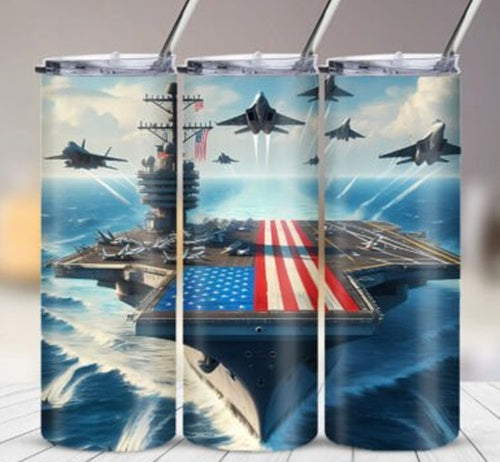 Patriotic Aircraft Carrier Planes 20 oz Skinny - Adult & Kids T-Shirts, Sweatshirts & Hoodies apparel design preview 1