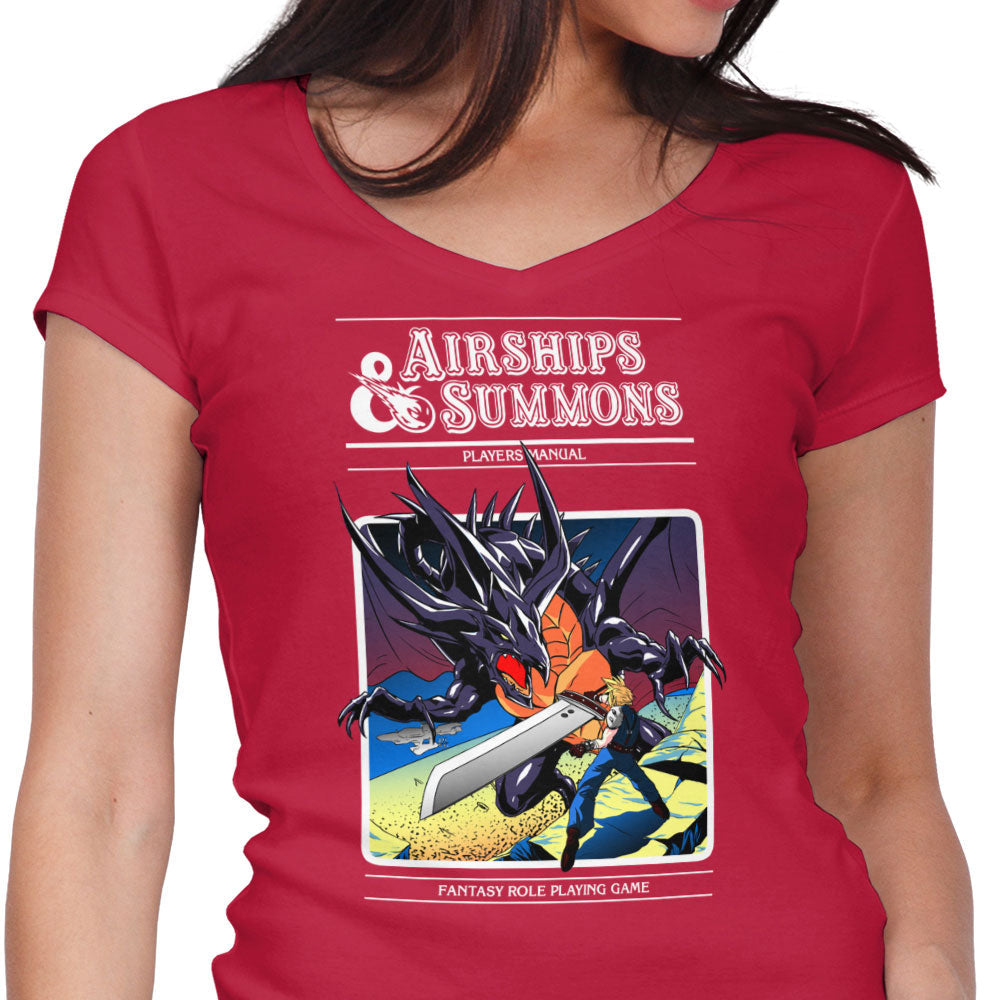Airship and Summons Women's V-Neck - Adult & Kids T-Shirts, Sweatshirts & Hoodies apparel design preview 1