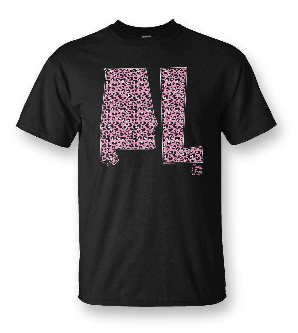 Sassy Frass Alabama Leopard State Canvas Bright - Adult & Kids T-Shirts, Sweatshirts & Hoodies apparel design preview 1