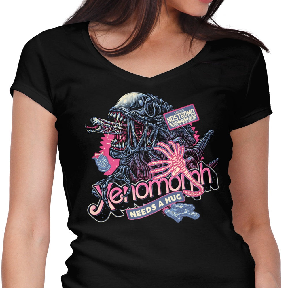 Alien Hug Women's V-Neck - Adult & Kids T-Shirts, Sweatshirts & Hoodies apparel design preview 1