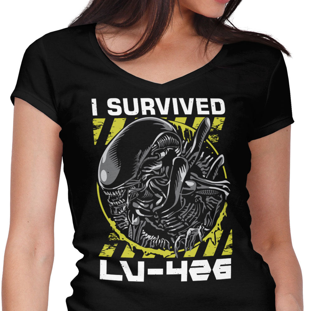 Alien Survivor Women's V-Neck - Adult & Kids T-Shirts, Sweatshirts & Hoodies apparel design preview 1