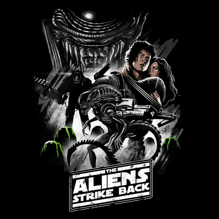 Aliens Strike Back Men's V-Neck - Adult & Kids T-Shirts, Sweatshirts & Hoodies apparel design preview 2