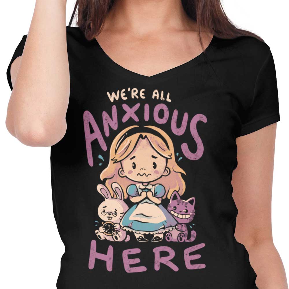 All Anxious Here Women's V-Neck - Adult & Kids T-Shirts, Sweatshirts & Hoodies apparel design preview 2