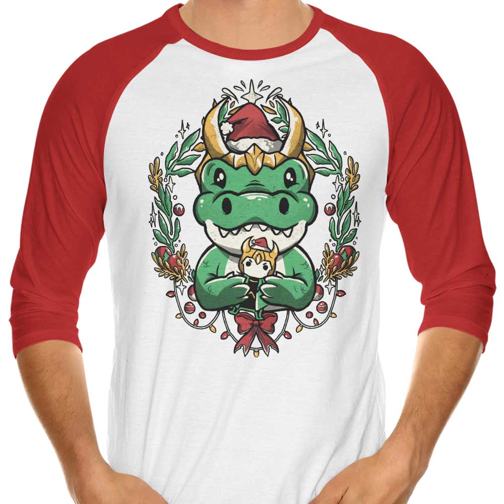 Alligator Christmas 3/4 Sleeve Raglan - Adult & Kids T-Shirts, Sweatshirts & Hoodies apparel design preview 1
