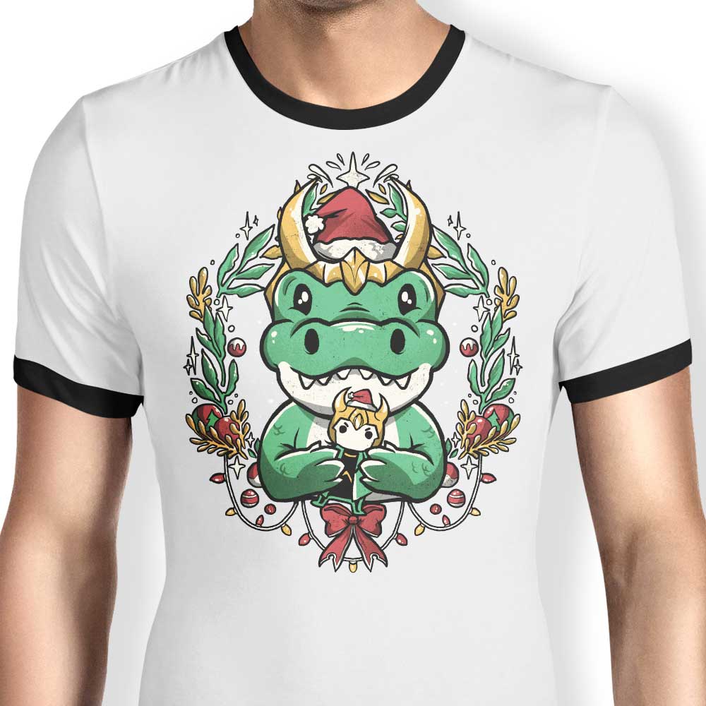 Alligator Christmas Ringer - Adult & Kids T-Shirts, Sweatshirts & Hoodies apparel design preview 1