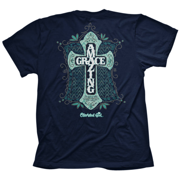 Cherished Girl Amazing Grace Cross Girlie Christian - Adult & Kids T-Shirts, Sweatshirts & Hoodies apparel design preview 1