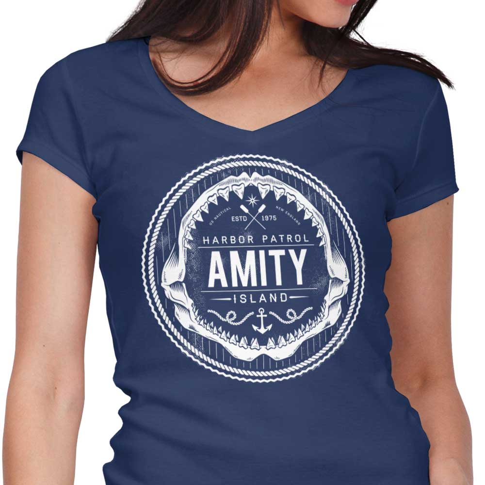 Amity Island Harbor Patrol Women's V-Neck - Adult & Kids T-Shirts, Sweatshirts & Hoodies apparel design preview 1