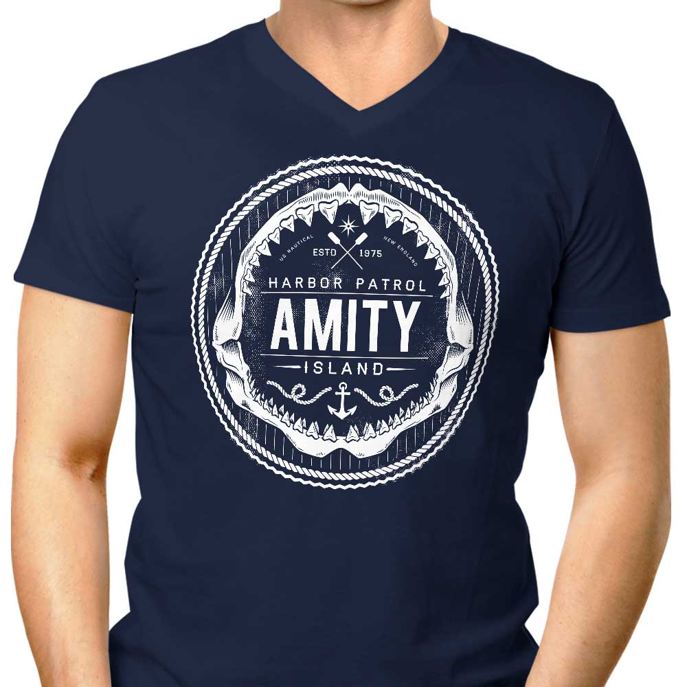 Amity Island Harbor Patrol Men's V-Neck - Adult & Kids T-Shirts, Sweatshirts & Hoodies apparel design preview 1