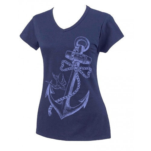 Country Life Outfitters Anchor Bow Navy Fitted V Cut - Adult & Kids T-Shirts, Sweatshirts & Hoodies apparel design preview 1