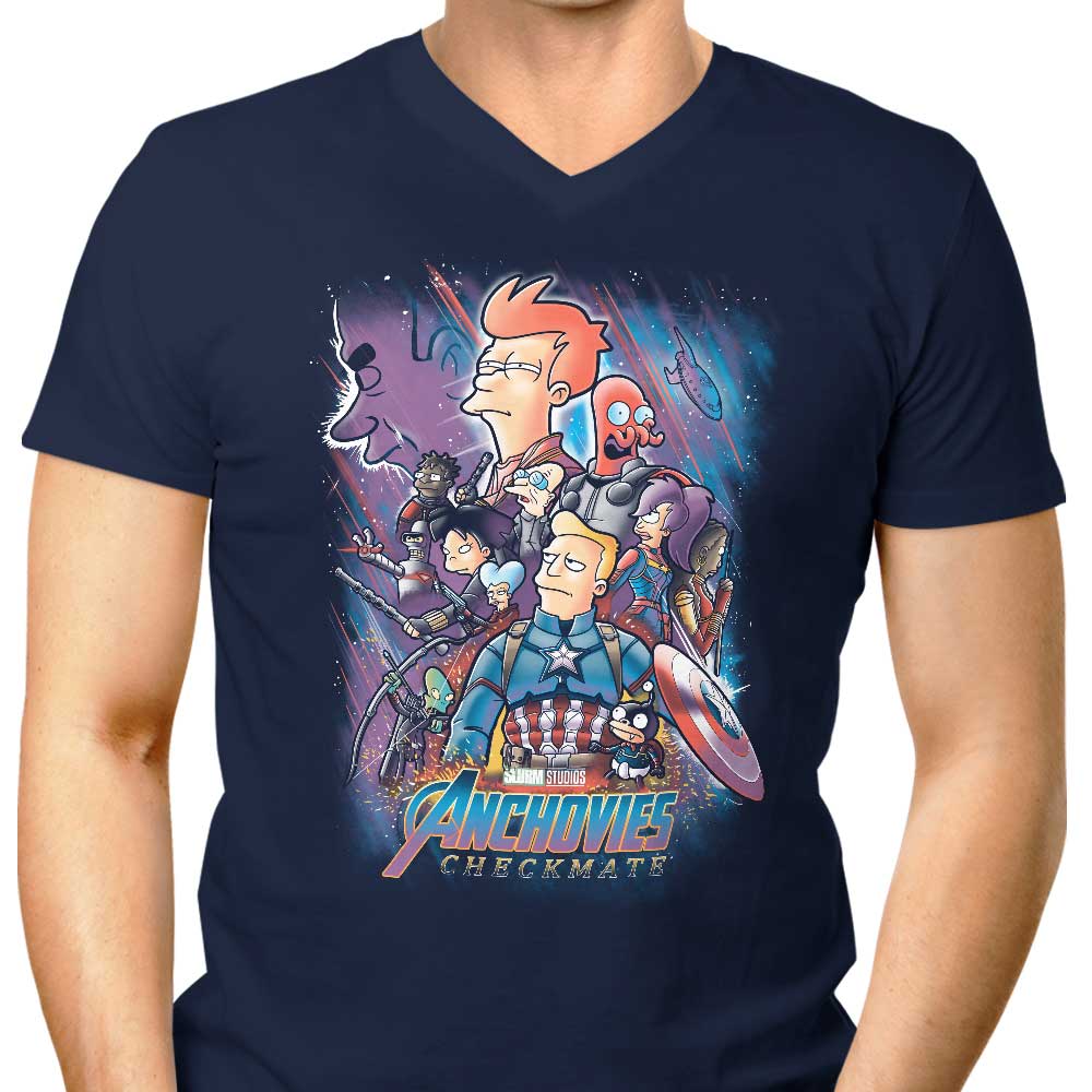 Anchovies: Checkmate Men's V-Neck - Adult & Kids T-Shirts, Sweatshirts & Hoodies apparel design preview 1
