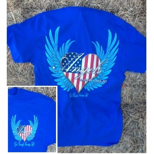 Country Life Outfitters Angel Blue USA Heart American - Adult & Kids T-Shirts, Sweatshirts & Hoodies apparel design preview 1