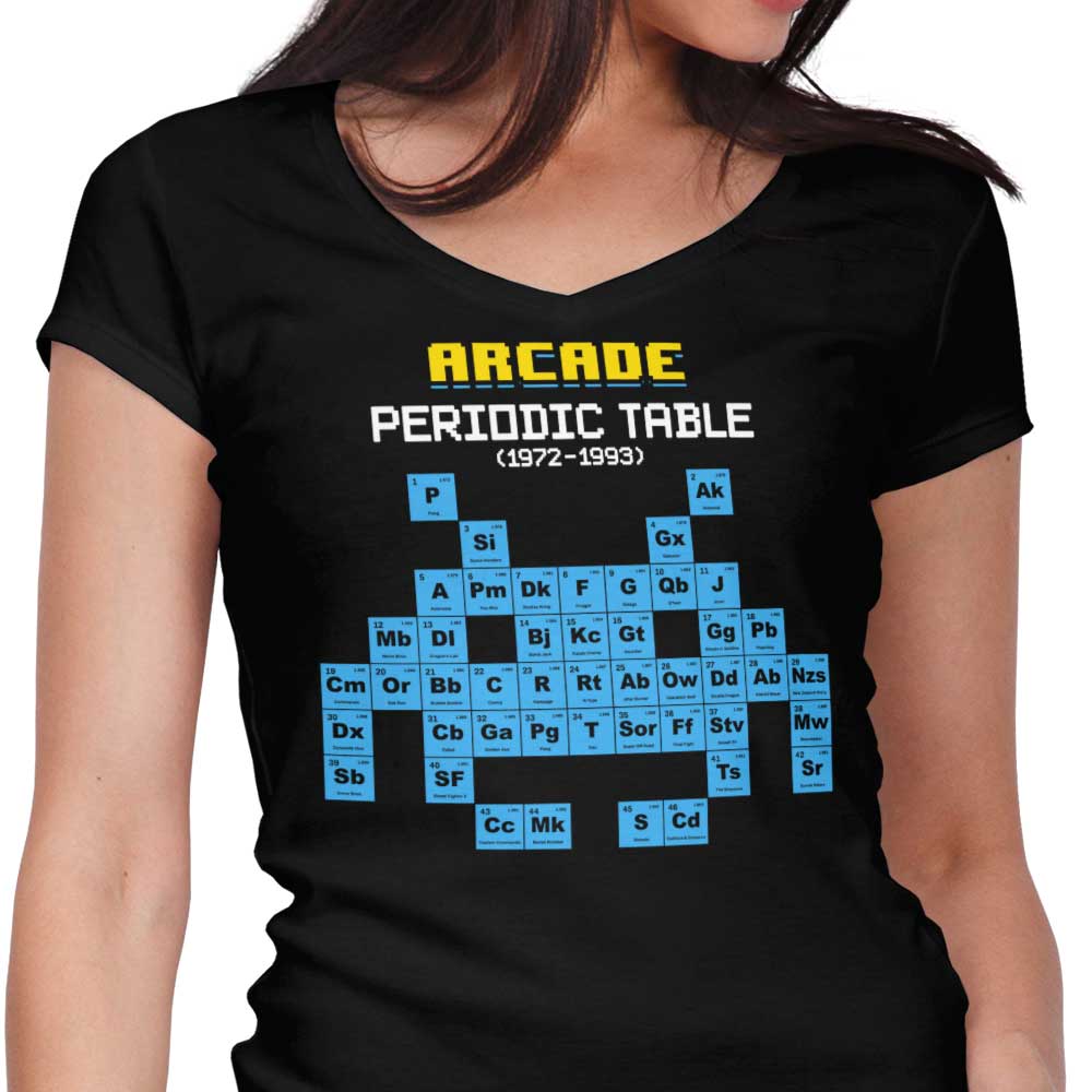 Arcade Periodic Table Women's V-Neck - Adult & Kids T-Shirts, Sweatshirts & Hoodies apparel design preview 1