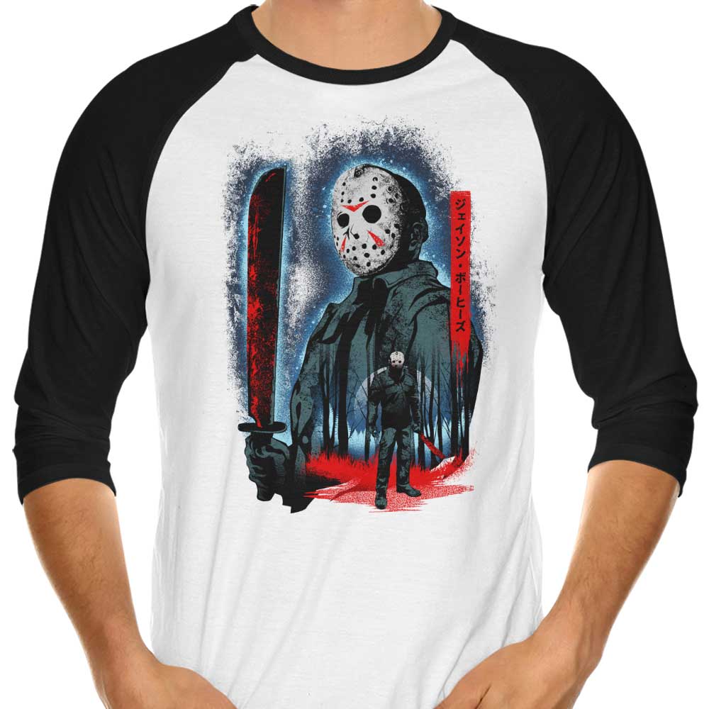 Attack on Crystal Lake 3/4 Sleeve Raglan - Adult & Kids T-Shirts, Sweatshirts & Hoodies apparel design preview 1