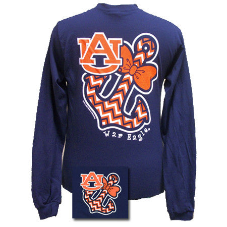 Auburn Anchor Bow Chevron Bright - Adult & Kids T-Shirts, Sweatshirts & Hoodies apparel design preview 1