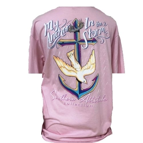 Southern Attitude Preppy Anchor In The Storm Pink - Adult & Kids T-Shirts, Sweatshirts & Hoodies apparel design preview 2