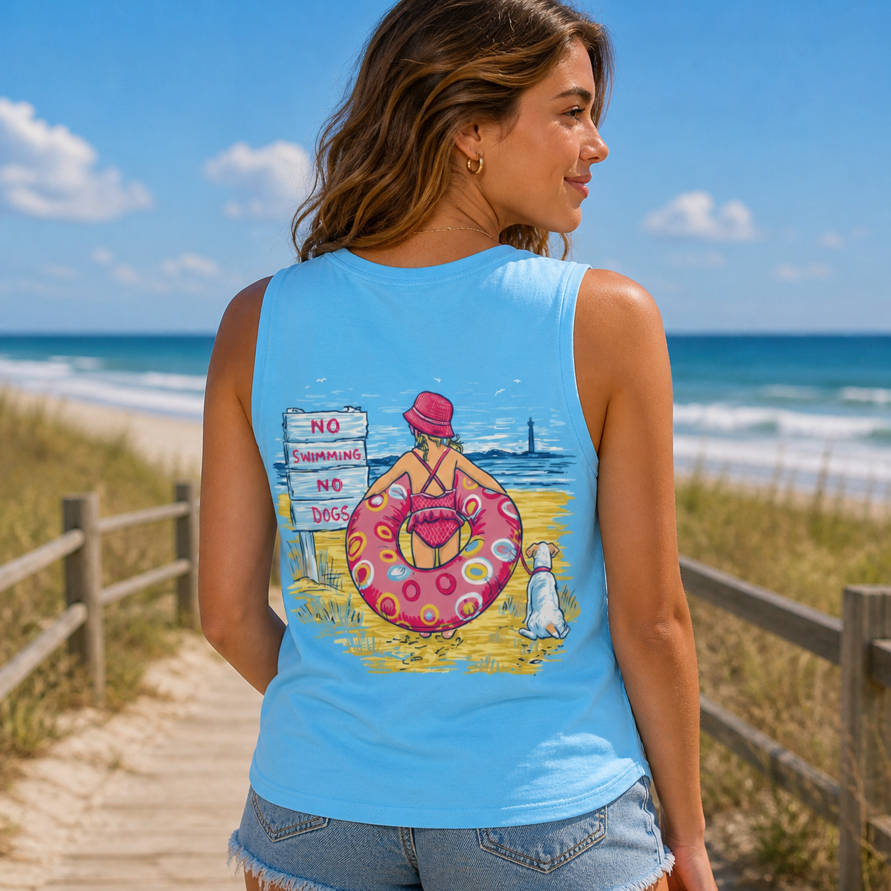 Sassy Frass No Swimming Dogs Beach Comfort Colors - Adult & Kids T-Shirts, Sweatshirts & Hoodies apparel design preview 1