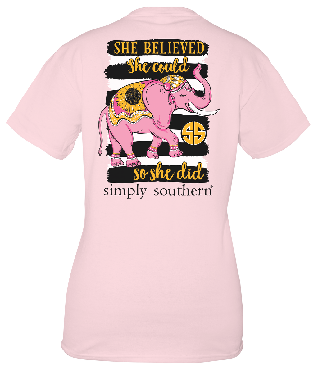 SALE Simply Southern Preppy She Believed Elephant - Adult & Kids T-Shirts, Sweatshirts & Hoodies apparel design preview 2