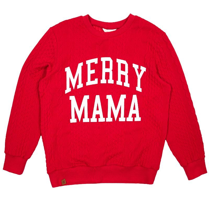 Simply Southern Merry Mama Mini Braid Holiday Sweater - Adult & Kids T-Shirts, Sweatshirts & Hoodies apparel design preview 1