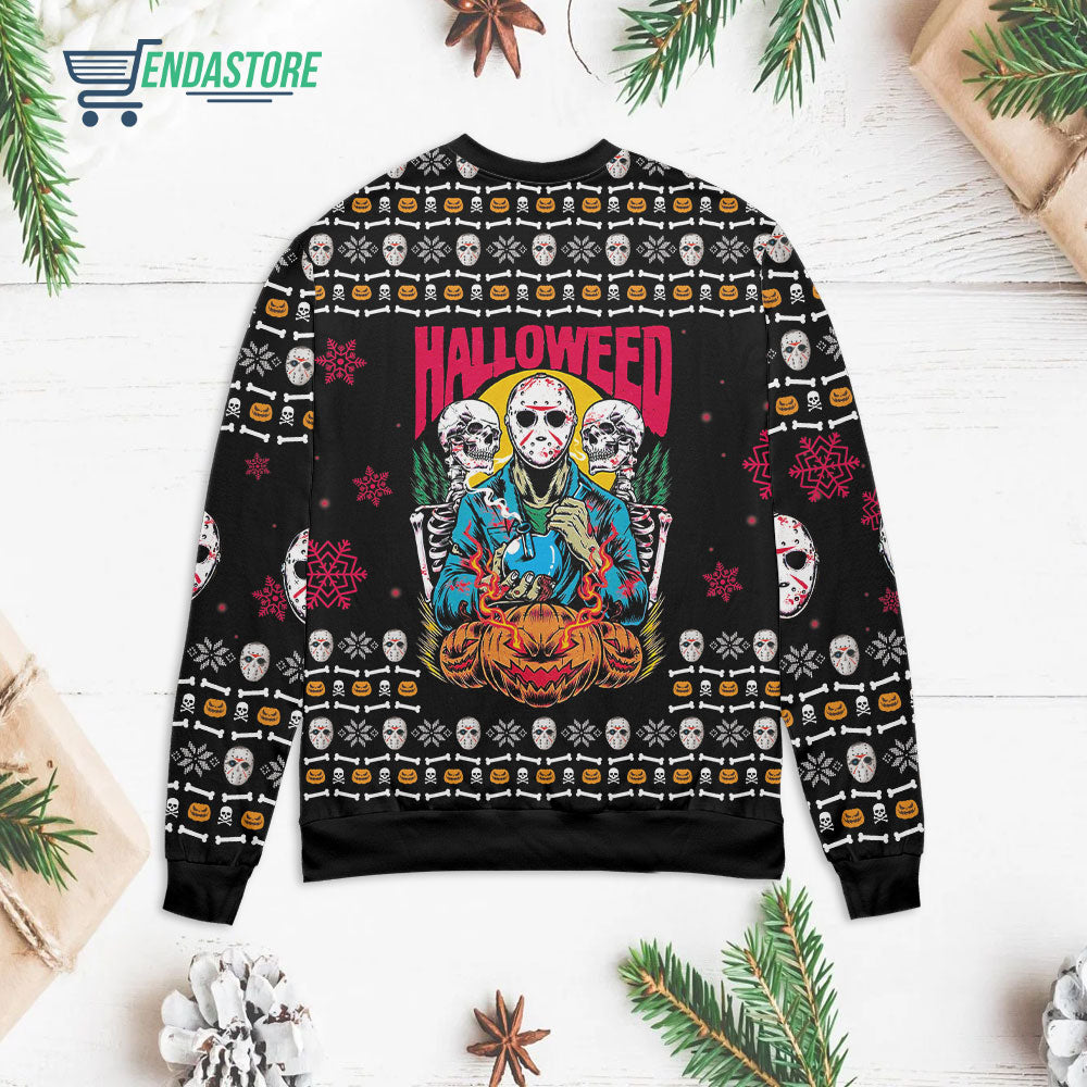 Jason, skeleton and pumpkin halloween Christmas sweater product image 2
