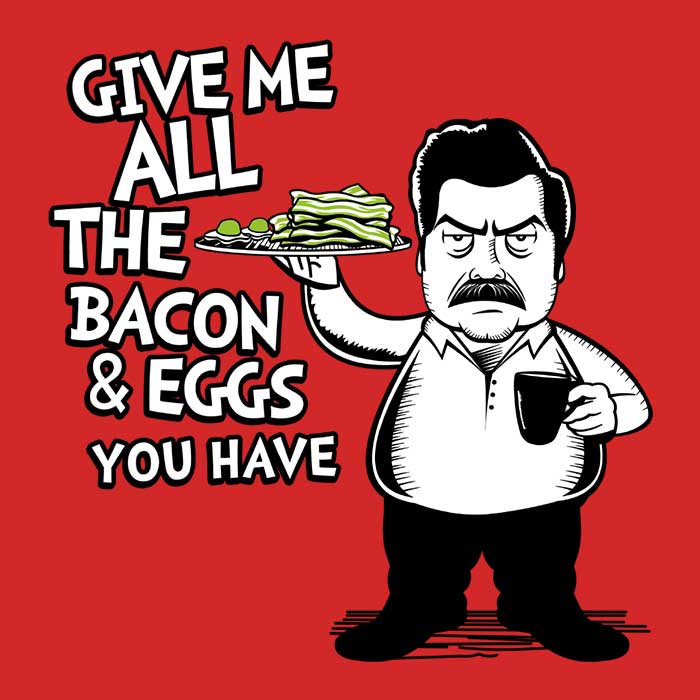 Bacon and Eggs 3/4 Sleeve Raglan - Adult & Kids T-Shirts, Sweatshirts & Hoodies apparel design preview 2