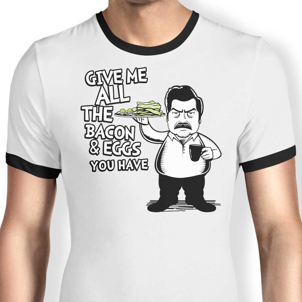 Bacon and Eggs Ringer - Adult & Kids T-Shirts, Sweatshirts & Hoodies apparel design preview 1