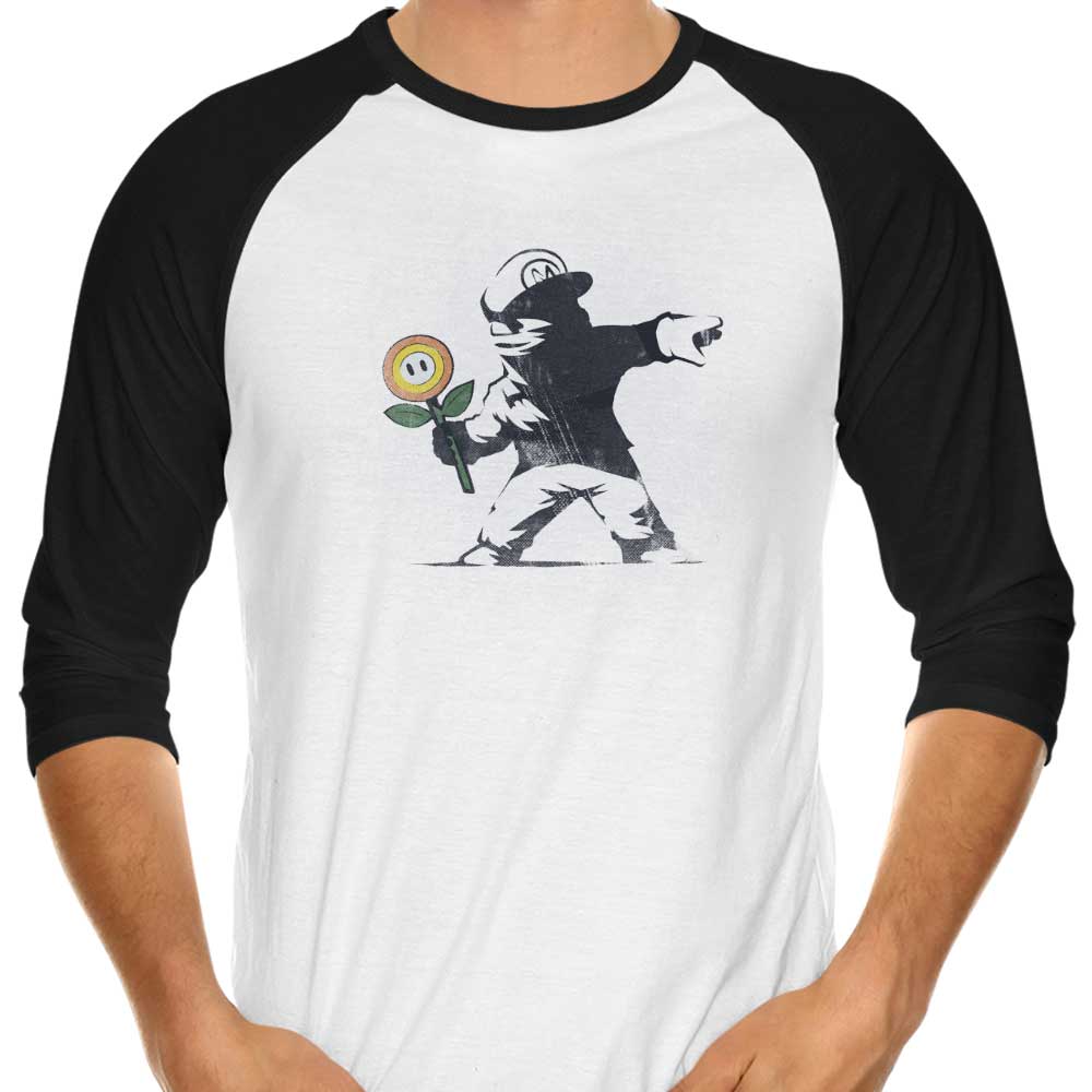 Banksy Flower 3/4 Sleeve Raglan - Adult & Kids T-Shirts, Sweatshirts & Hoodies apparel design preview 1