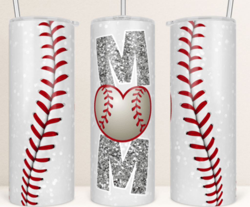 Baseball Mom 20 oz Skinny Tumbler Cup With Straw - Adult & Kids T-Shirts, Sweatshirts & Hoodies apparel design preview 1