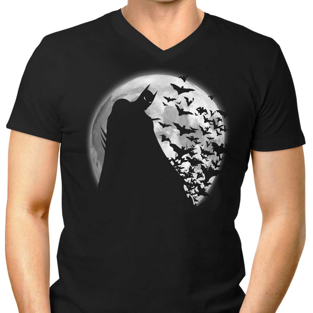 Bats Under the Moon Men's V-Neck - Adult & Kids T-Shirts, Sweatshirts & Hoodies apparel design preview 1