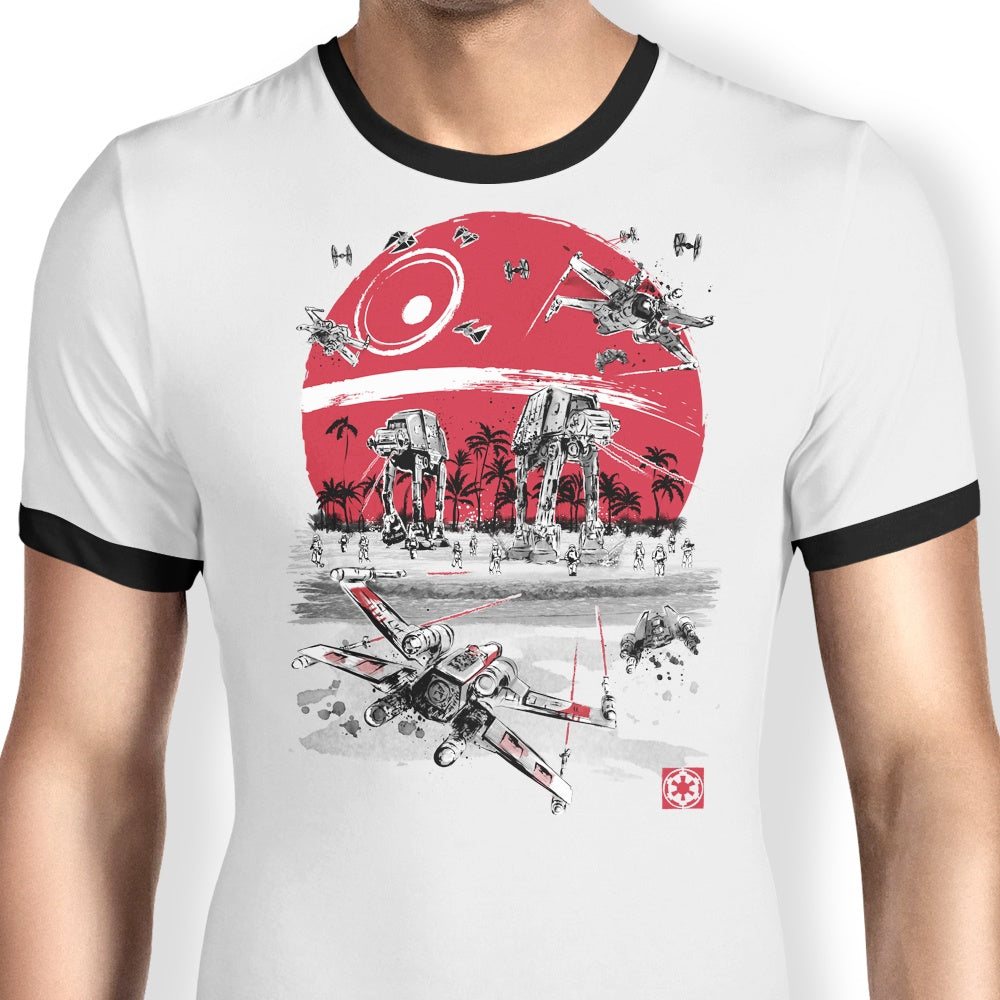 Battle on the Beach Ringer - Adult & Kids T-Shirts, Sweatshirts & Hoodies apparel design preview 1
