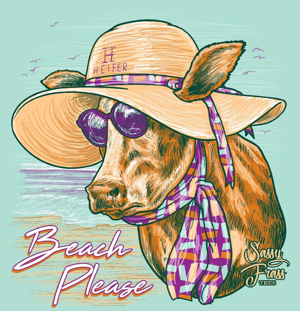 SALE Sassy Frass Beach Please Heifer Girlie Bright - Adult & Kids T-Shirts, Sweatshirts & Hoodies apparel design preview 2