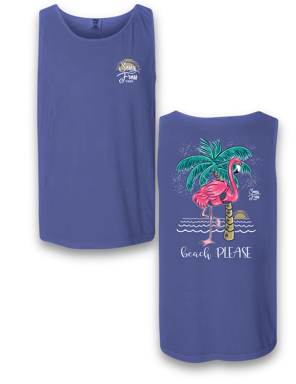 Sassy Frass Beach Please Flamingo Comfort Colors - Adult & Kids T-Shirts, Sweatshirts & Hoodies apparel design preview 2