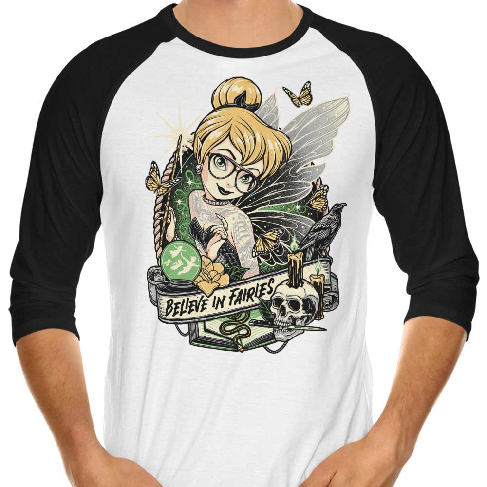 Believe in Fairies 3/4 Sleeve Raglan - Adult & Kids T-Shirts, Sweatshirts & Hoodies apparel design preview 1