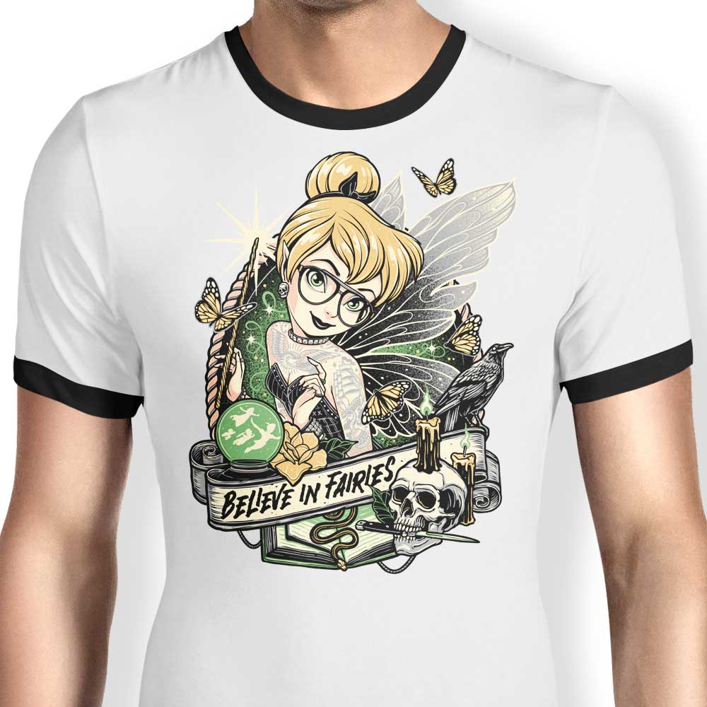 Believe in Fairies Ringer - Adult & Kids T-Shirts, Sweatshirts & Hoodies apparel design preview 1