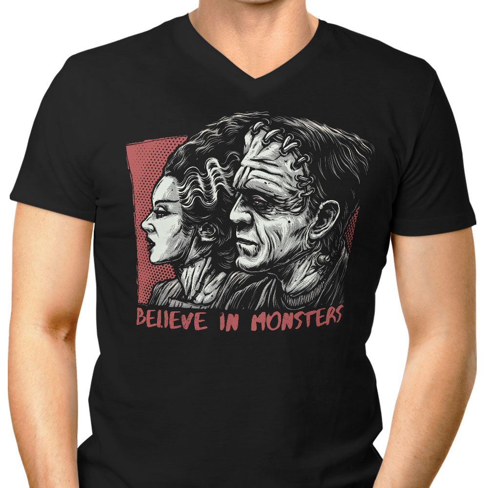 Believe in Monsters Men's V-Neck - Adult & Kids T-Shirts, Sweatshirts & Hoodies apparel design preview 1