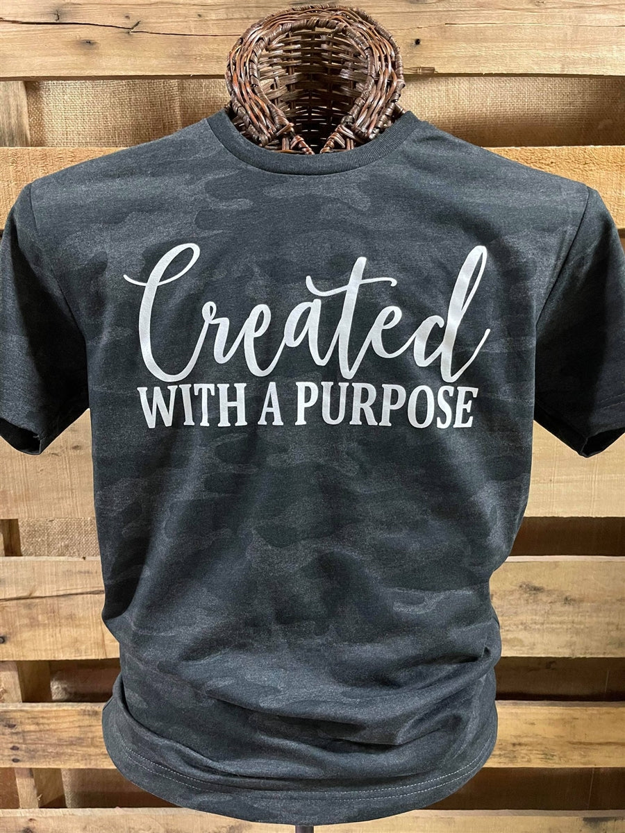 Southern Chics Apparel Created with a Purpose Camo - Adult & Kids T-Shirts, Sweatshirts & Hoodies apparel design preview 1
