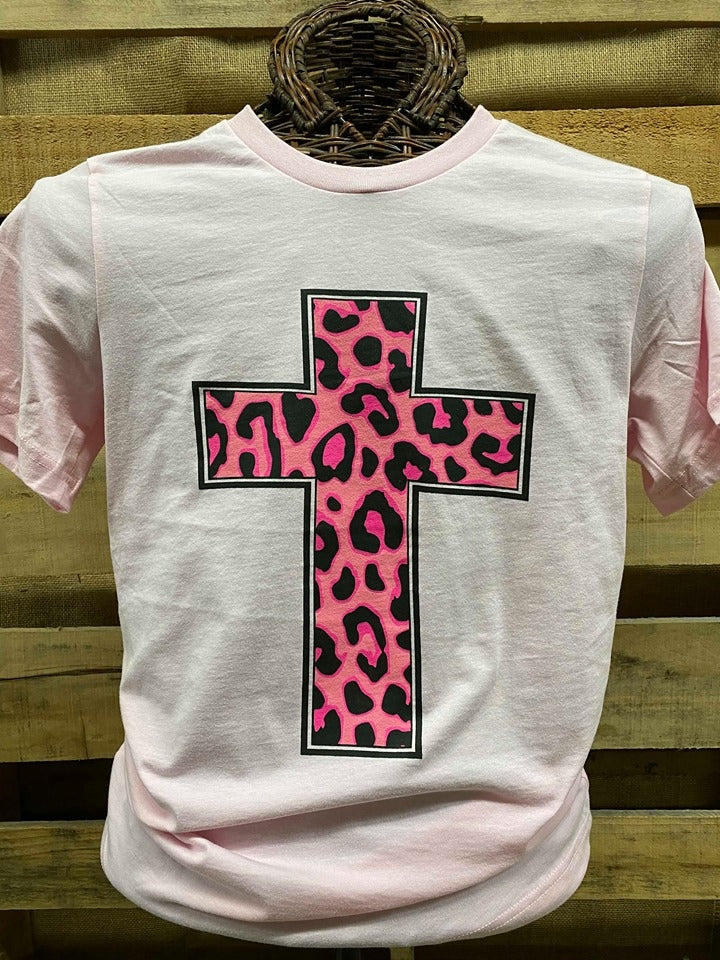 Southern Chics Apparel Pink Cheetah Cross Canvas - Adult & Kids T-Shirts, Sweatshirts & Hoodies apparel design preview 1