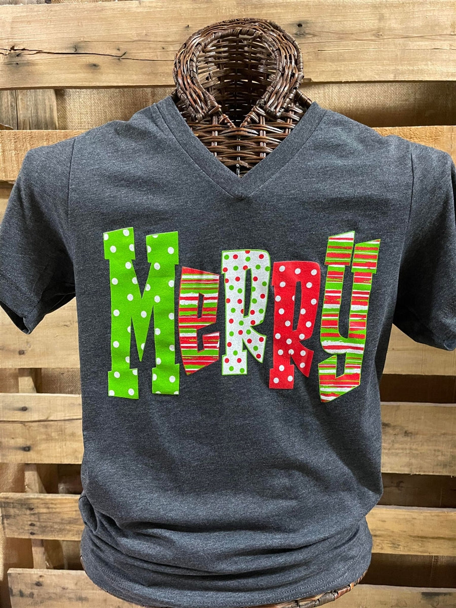 Southern Chics Apparel Merry Christmas Canvas V-Neck - Adult & Kids T-Shirts, Sweatshirts & Hoodies apparel design preview 1