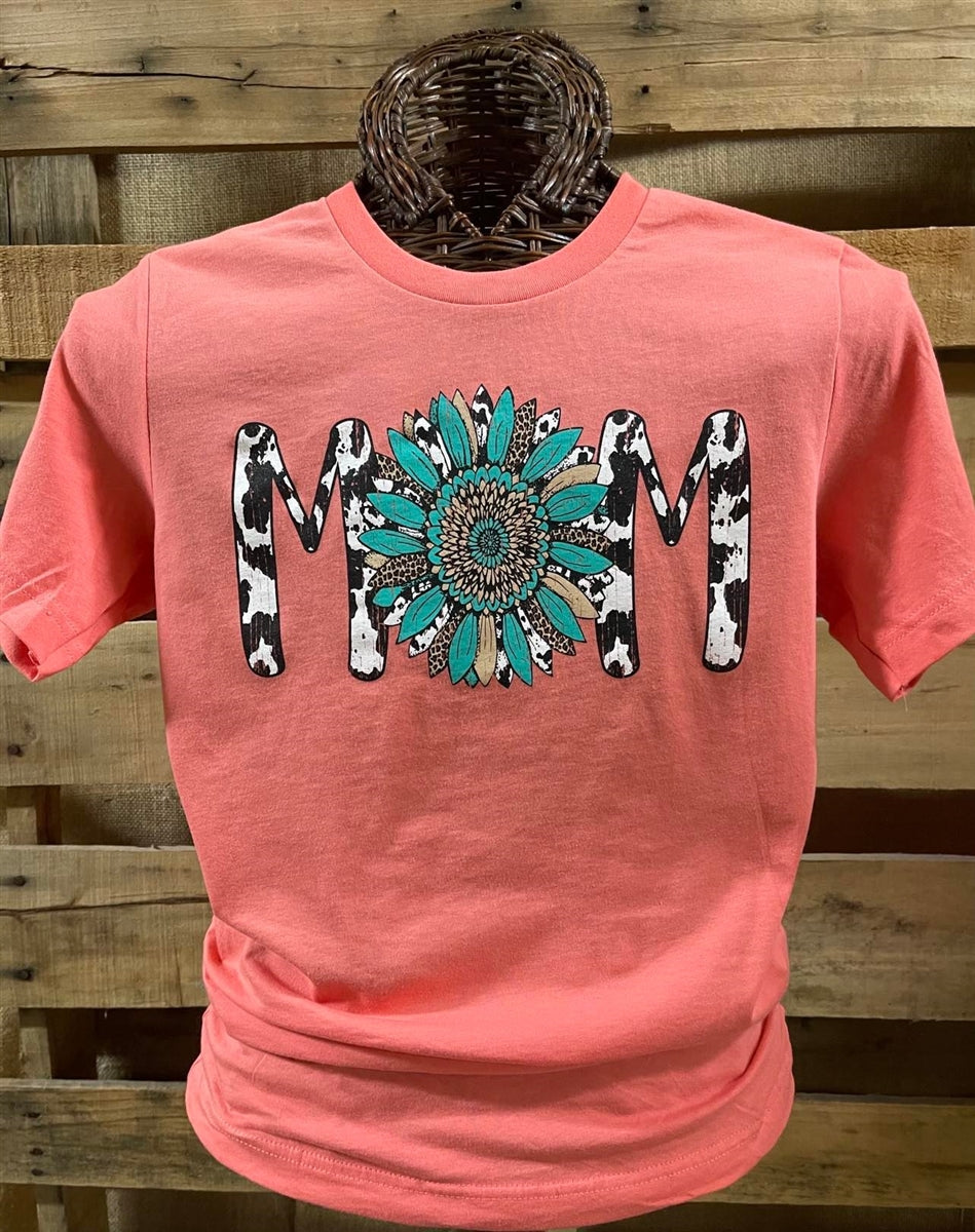 Southern Chics Wild Flower Mom Cow Print Canvas - Adult & Kids T-Shirts, Sweatshirts & Hoodies apparel design preview 2