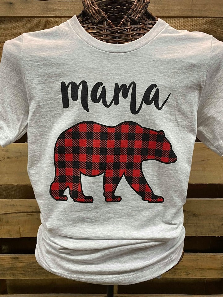 Southern Chics Apparel Mama Bear Plaid Canvas Bright - Adult & Kids T-Shirts, Sweatshirts & Hoodies apparel design preview 1